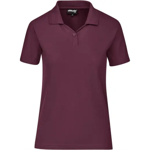 Ladies Basic Pique Golf Shirt Dark Red Front
